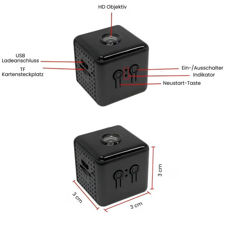 Overvågningskamera over WLAN | Mini HD Kamera | Trådløst Sikkerhedskamera | Clariox