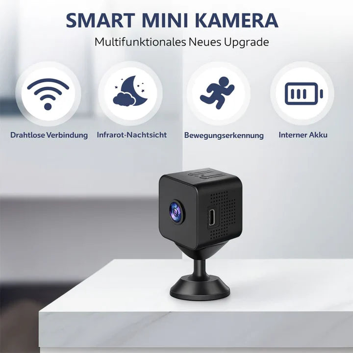 Overvågningskamera over WLAN | Mini HD Kamera | Trådløst Sikkerhedskamera | Clariox