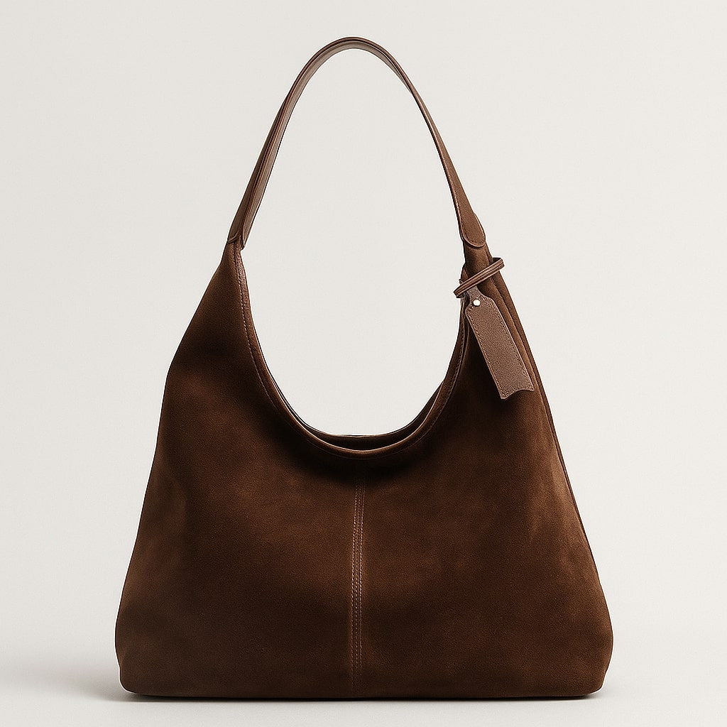 Skuldertaske til damer | Skuldertaske i ruskind | Vintage taske | Lederin