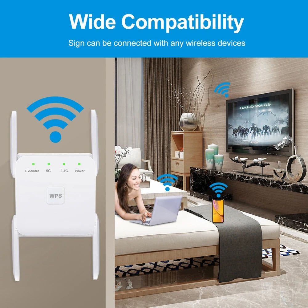 Wi-Fi Extender 1200Mbps med Dual-Band Teknologi til UK