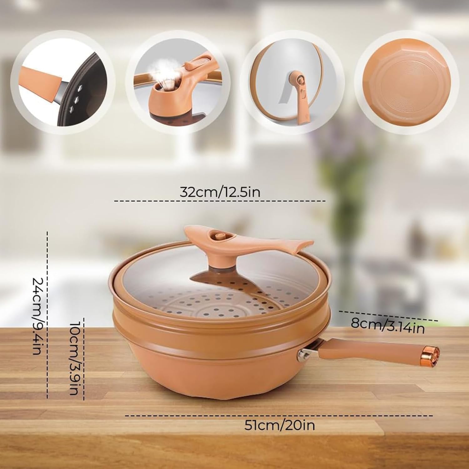 Wokpande til induktion | Belagt pande til stegning, sautering, dampning eller friturestegning | WokMeister