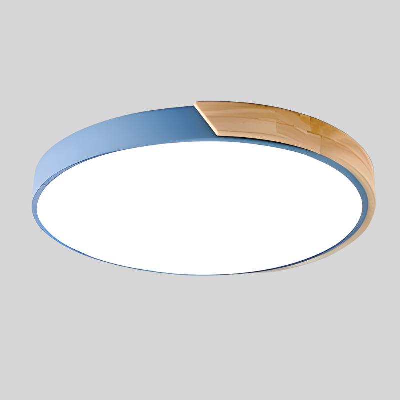Aelora | Nordisk Træ Cirkulær Loftlampe med Varm Glød
